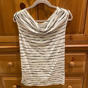 Ann Taylor Black and White Sleeveless Shirt